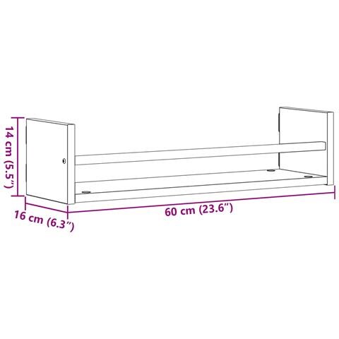 Mensole a parete 2 pezzi Rovere artigianale 60x16x14 cm Legno ingegnerizzato - Foto 9
