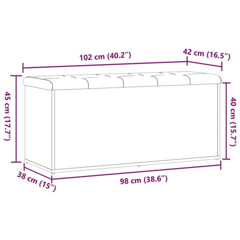 Panca Portaoggetti Rovere Artigianale 102x42x45 cm Truciolato - Foto 8