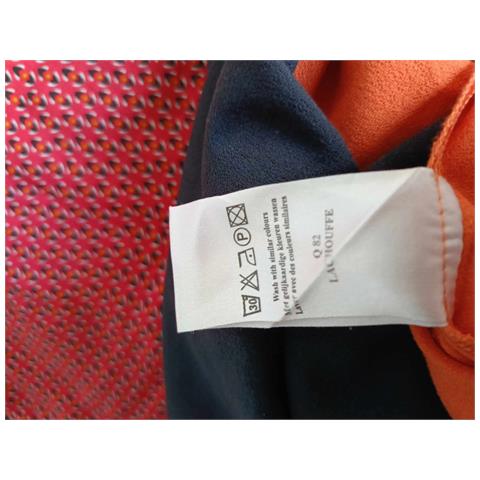 Cks Abito Al Ginocchio Elegante A Manica Corta Nero Arancione S - Foto 7