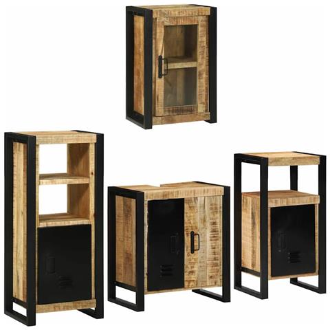 Set di mobili per il bagno 4 pcs Legno di mango massello - Foto 1