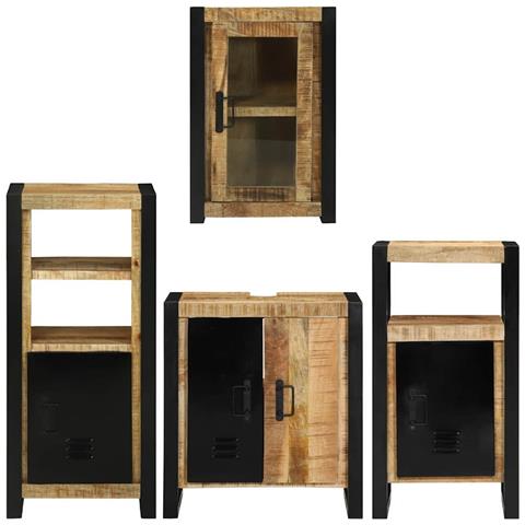 Set di mobili per il bagno 4 pcs Legno di mango massello - Foto 9