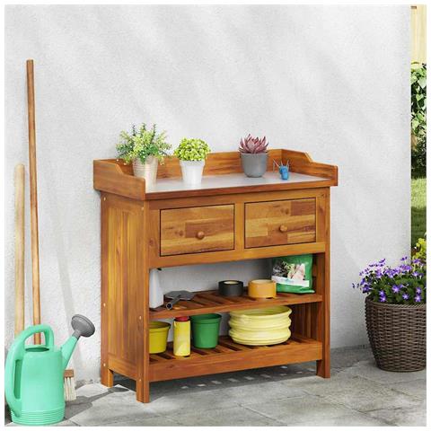 Mobiletto da Giardino con cassetto Marrone 78 x 36.5 x 78cm - Foto 2