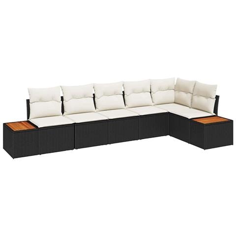 Set Divano da Giardino 6 pcs Nero e crema 319 x 154 x 85 cm - Foto 1