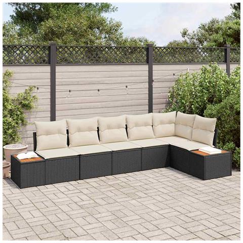 Set Divano da Giardino 6 pcs Nero e crema 319 x 154 x 85 cm - Foto 2