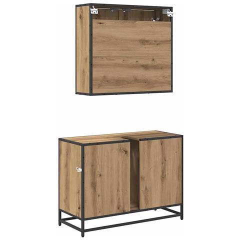 Set di mobili per il bagno con porta 2 pcs rovere artigianale - Foto 9