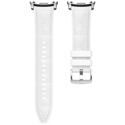 Cinturino In Silicone Con Texture In Pelle Stile Ufficiale Compatibile Con Samsung Watch 8 E Classic White - Foto 1