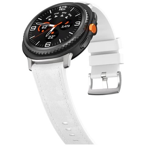 Cinturino In Silicone Con Texture In Pelle Stile Ufficiale Compatibile Con Samsung Watch 8 E Classic White - Foto 2