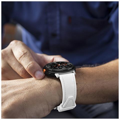 Cinturino In Silicone Con Texture In Pelle Stile Ufficiale Compatibile Con Samsung Watch 8 E Classic White - Foto 6