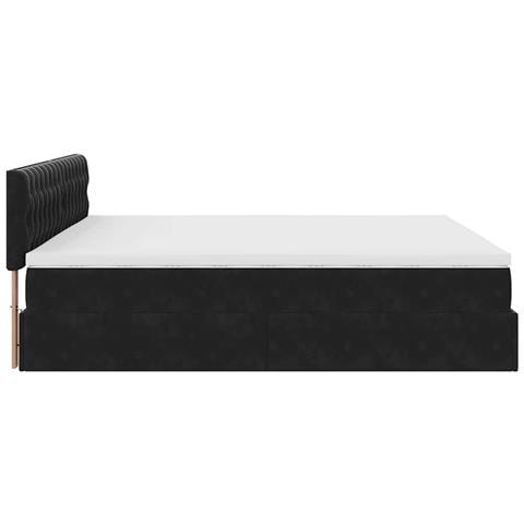 Struttura Letto Pouf con Materassi Nero 200x200 cm Velluto - Foto 9