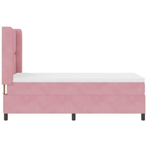 Letto a molle con materasso con led Rosa 90 x 200 cm Velluto - Foto 9