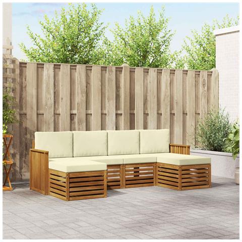 Set divani 6 pcs Naturale e Crema Legno di Acacia Massello - Foto 2