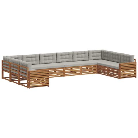 Set divani con cuscino 10 pcs Grigio Naturale e Chiaro - Foto 1