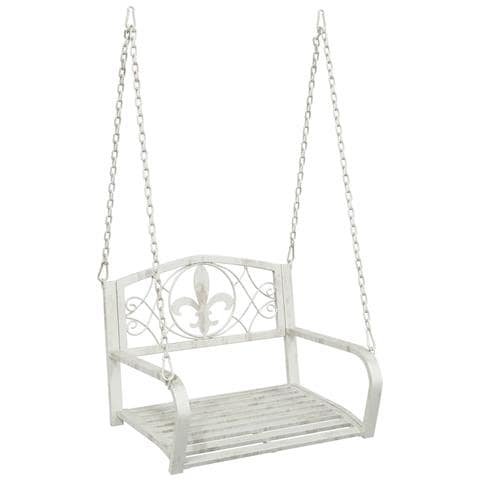 Panchina a Dondolo Acciaio 71,5 x 59 x 55 cm Bianco Antico - Foto 1