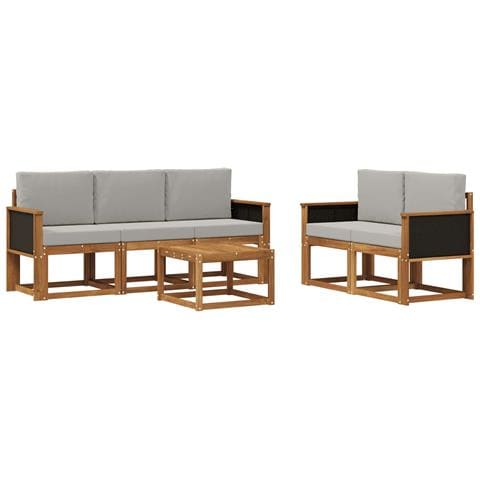 Set di divani da esterno 6 pcs Naturale e Grigio Chiaro - Foto 1