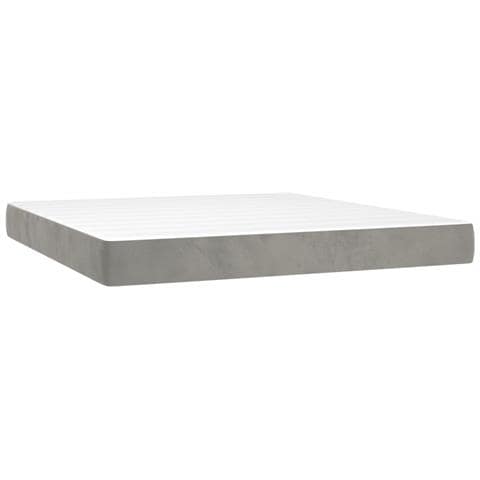 Materasso a Molle Insacchettate Rigidità Media Grigio Chiaro 152x203x20 cm Queen in Velluto - Foto 1