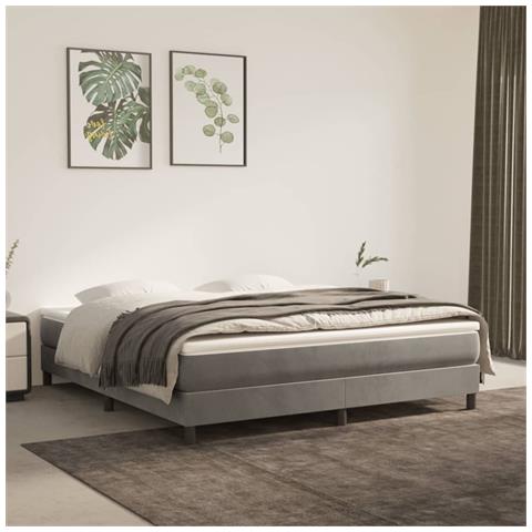 Materasso a Molle Insacchettate Rigidità Media Grigio Chiaro 152x203x20 cm Queen in Velluto - Foto 2