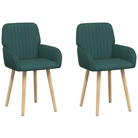 Sedie da pranzo 2 pcs Tessuto Verde Scuro 56,5 x 50 x 87,5 cm - Foto 1