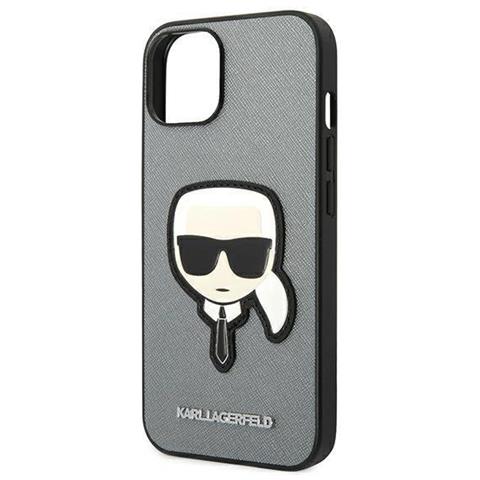 Karl Lagerfeld Klhcp14msapkhg Iphone 14 Plus 6,7 Custodia Argento /argento Saffiano Con Patch Testa Di Karl - Foto 2