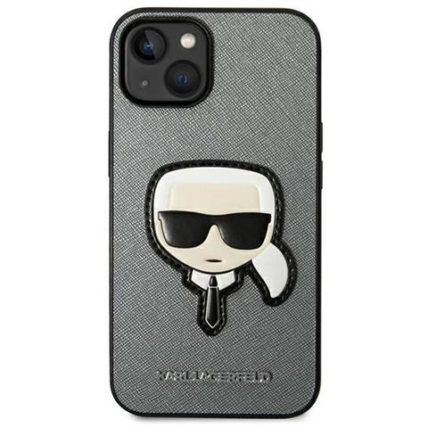 Karl Lagerfeld Klhcp14msapkhg Iphone 14 Plus 6,7 Custodia Argento /argento Saffiano Con Patch Testa Di Karl - Foto 3