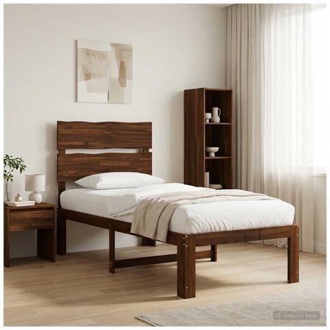 Letto Singolo con Testiera ROSTOCK Marrone Scuro 75 x 190 cm - Foto 2