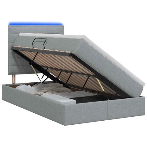 Letto con contenitore LED e materasso Grigio Chiaro - Foto 1