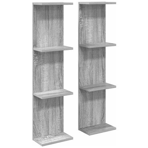Scaffale da parete 2 pz Sonoma grigio 22 x 15 x 100 cm - Foto 1