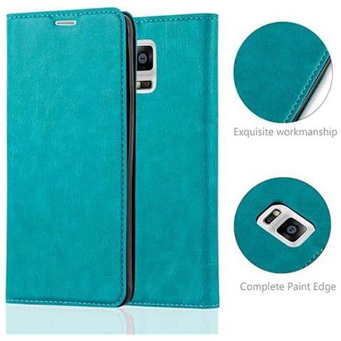 Custodia Compatibile Con Samsung Galaxy Note 4 In Turchese Petrolio - Coperchio Protettiva Con Chiusura Magnetica, Funzione Stand E Tasca Per Le Carte - Foto 9