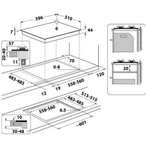 Piano Cottura HAGS 61F / BK a Gas 4 Fuochi Gas Colore Nero - Foto 7