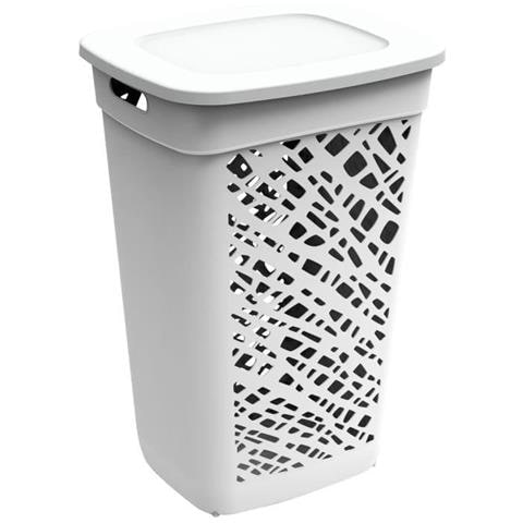 Portabiancheria Eda Con Coperchio Almeria - 60 L - Bianco - Foto 1