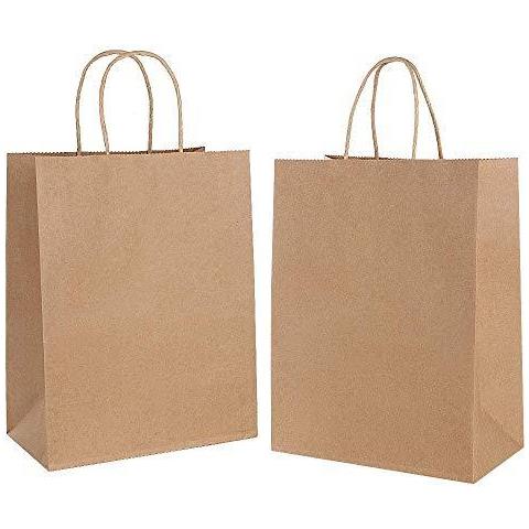 15 Pz Sacchetti Di Carta Marrone Con Maniglie 26 X12x 32 Centimetri Sacchetti Regalo Carrier Carta Per Grocery Shopping Cottura Merchandise Boutique Retail (addensare 130gsm)  - Foto 1