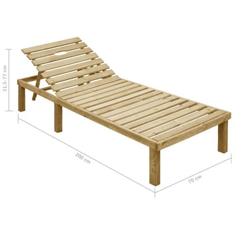 Lettino da Giardino con Cuscino Rosso Vino in Pino Impregnato - Foto 8