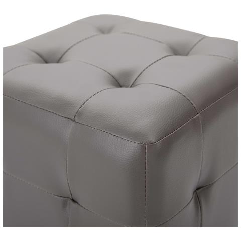 Pouf 2 pz Grigio 30x30x30 cm in Similpelle - Foto 2