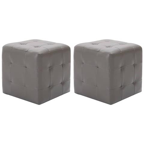 Pouf 2 pz Grigio 30x30x30 cm in Similpelle - Foto 1