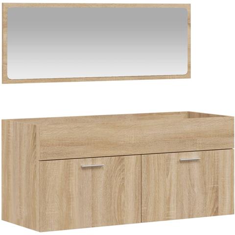 Mobile Da Bagno Con Specchio Rovere Sonoma In Legno Multistrato - Foto 1