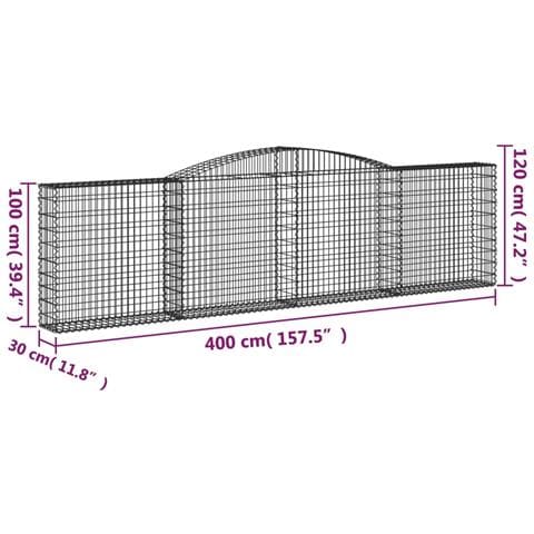 Cesto Gabbione Ad Arco 400x30x100/120 Cm Ferro Zincato - Foto 4
