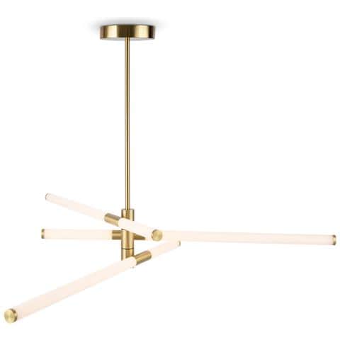 Lampadario A Sospensione Moderno Axis Alluminio Oro Acrilico 3 Luci Led 40w - Foto 1