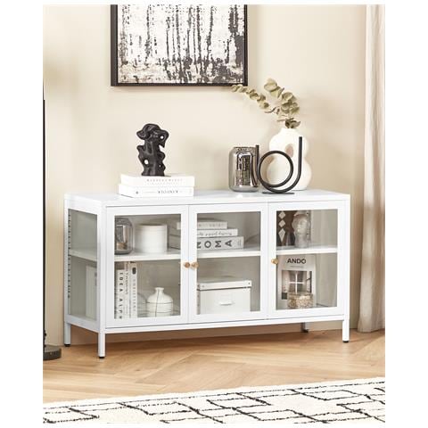 Credenza Espositiva In Vetro Newport Metallo 115 Cm Bianco - Foto 6