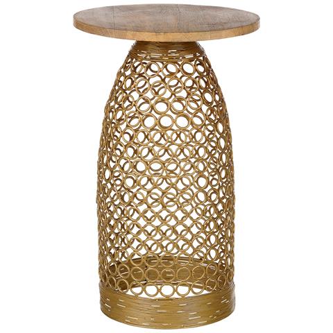Tavolino Legno Di Mango Chiaro E Oro 30 Cm Waihi - Foto 2