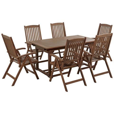 Set Da Giardino Con 6 Sedie Legno Di Acacia Scuro Amantea - Foto 2