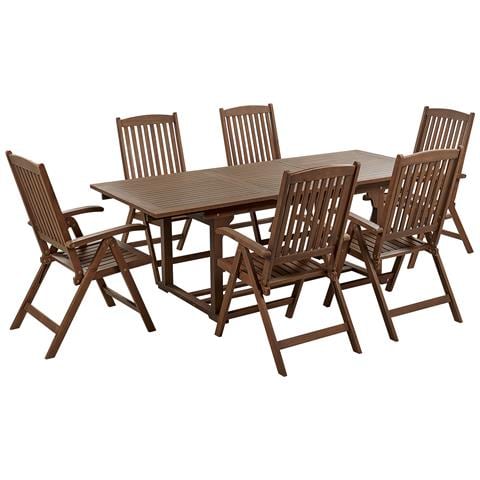 Set Da Giardino Con 6 Sedie Legno Di Acacia Scuro Amantea - Foto 5