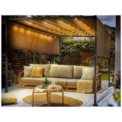 Pergola Marrone Con Luci Led 310 X 310 Cm Parga - Foto 1