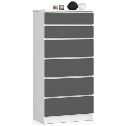Cassettiera K60, 6 cassetti, 60x40x130 cm, Colore Bianco e Grigio Grafite - Foto 1