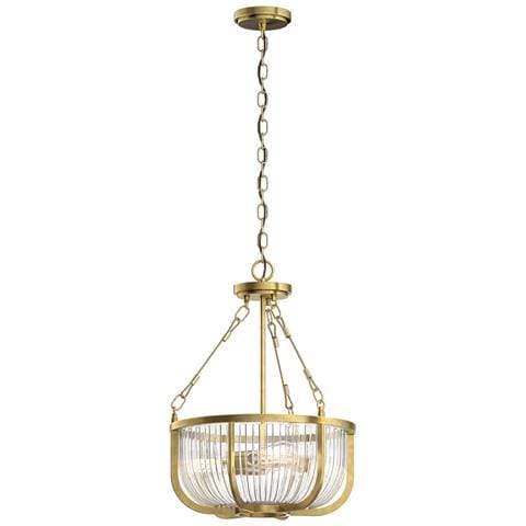 Lampadario Contemporaneo Roux Acciaio Ottone Naturale 3 Luci E27 - Foto 1