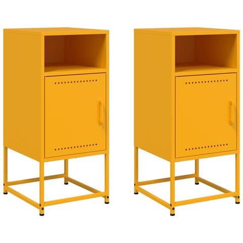 Comodini 2 Pz Giallo Senape 36x39x78 Cm In Acciaio - Foto 1