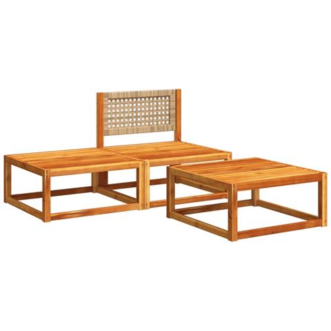 Set Divano Da Giardino 3pz Con Cuscini Legno Massello Di Acacia - Foto 3