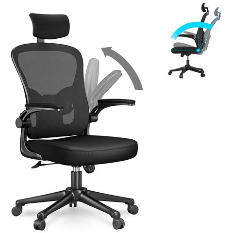 Sedia Da Ufficio Rattantree Ergonomica - Con Poggiatesta Regolabile, Supporto Lombare, Braccioli, Blu - Foto 5