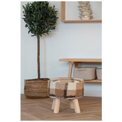 Pouf Aberdeen - Marrone - Poliestere - 31x31x29 Cm - Foto 2