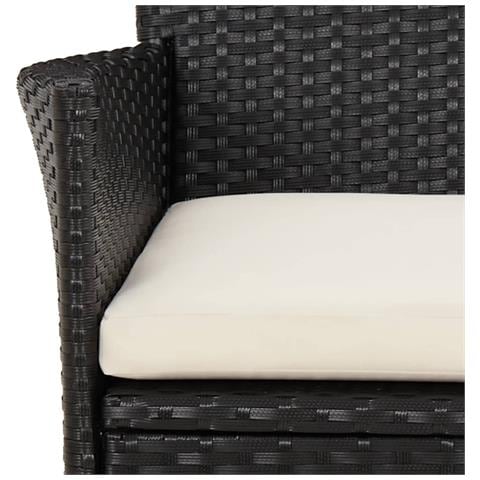 Set Bistrò da Giardino 3 pz con Cuscini in Polyrattan Nero - Foto 2