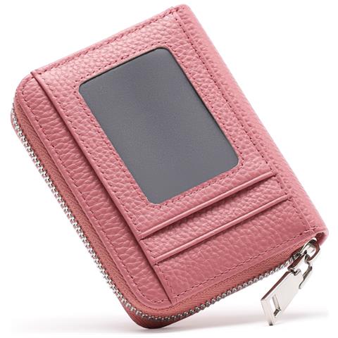Portafoglio Di Carte In Pelle Con Blocco Rfid E Design Ad Fisarmonica Pink - Foto 2