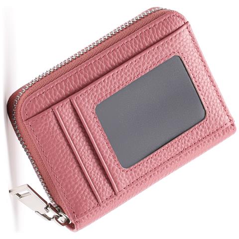 Portafoglio Di Carte In Pelle Con Blocco Rfid E Design Ad Fisarmonica Pink - Foto 3